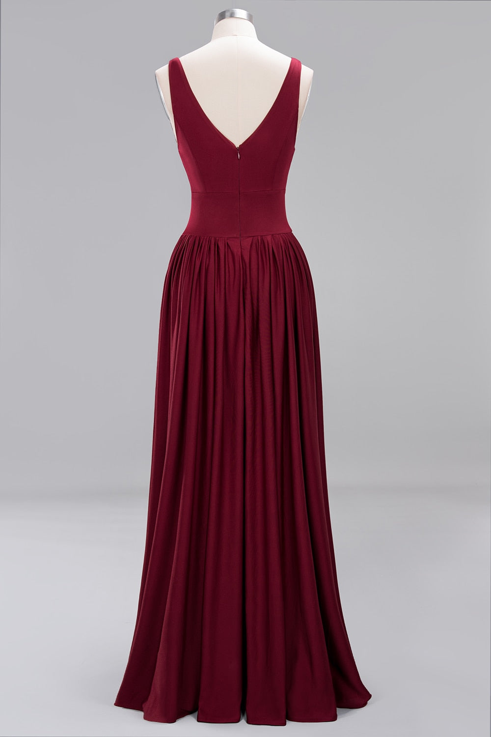 FTAPAESE Sexy Bridesmaid Dresses Satin Simple V Neck High Slit Wedding Party Backless Evening Robe For Cccasion Long Prom Gown