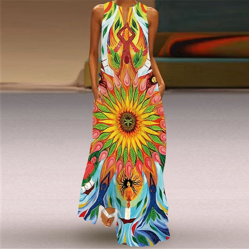 Sixsr Summer Long Dress Elegant Robe Dress Party Sleeveless Dresses Women Casual Sundress Vintage Maxi Dresses For Women