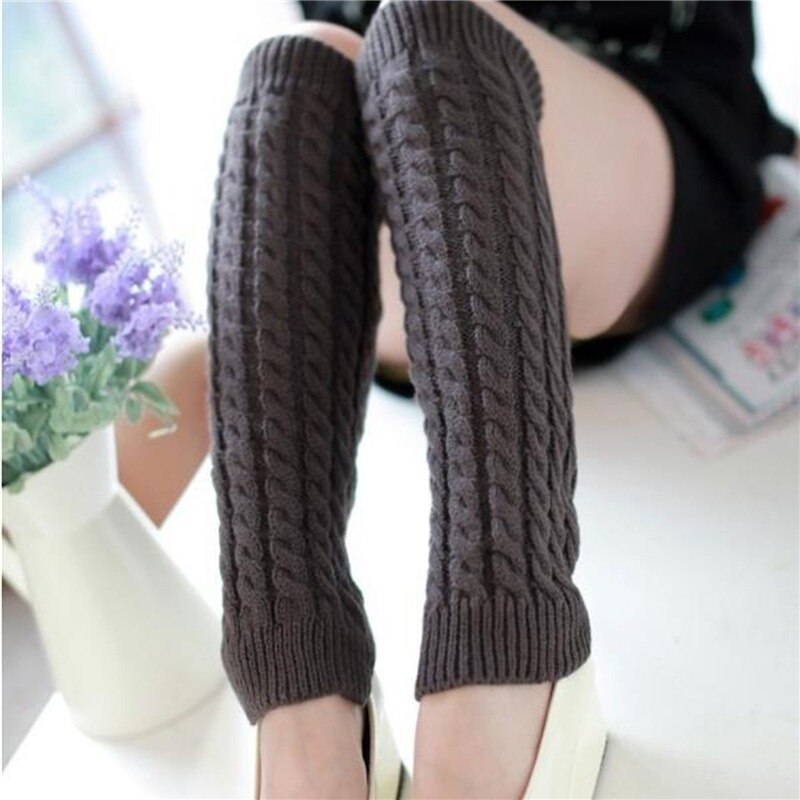 Lolita Leg Warmers Women Warm Winter Knit Foot Cover Crochet Knee Socks Warm Boot Cuffs Beenwarmers Japanese Long Socks