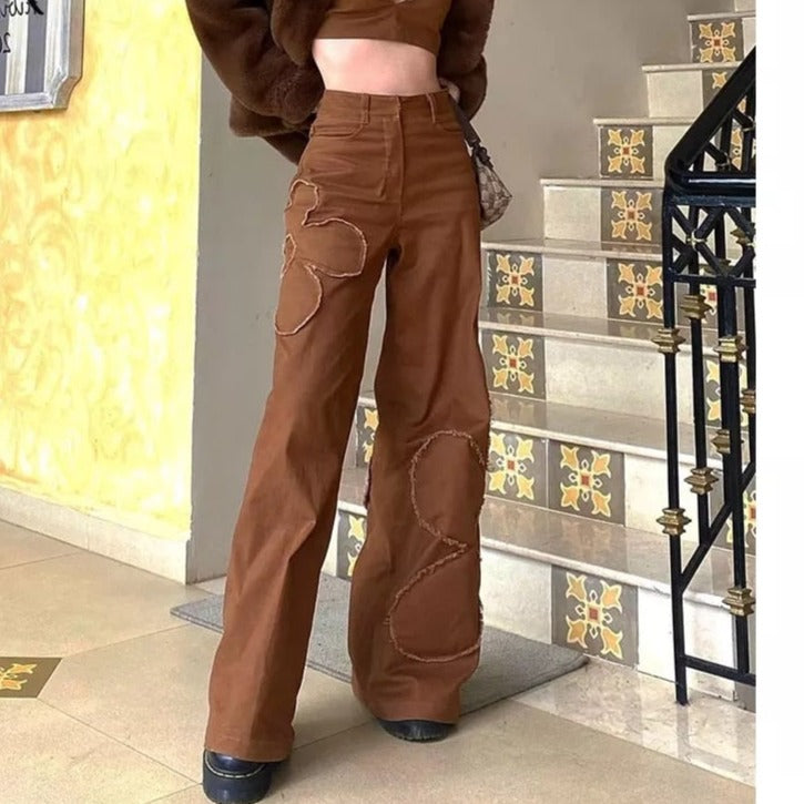 Brown Vintage Baggy Jeans Women 90s Streetwear