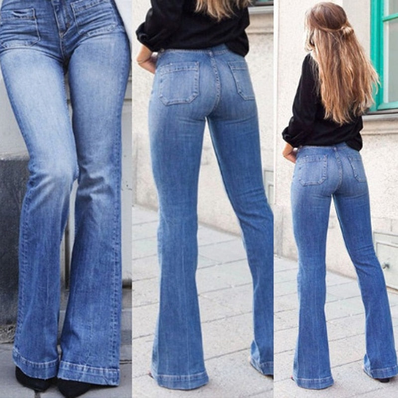 Sixsr  Skinny Flared Jeans Women's Fashion Denim  Pants Bootcut Bell Bottoms Stretch Trousers Women Jeans Woman Jeans Low Rise Jeans