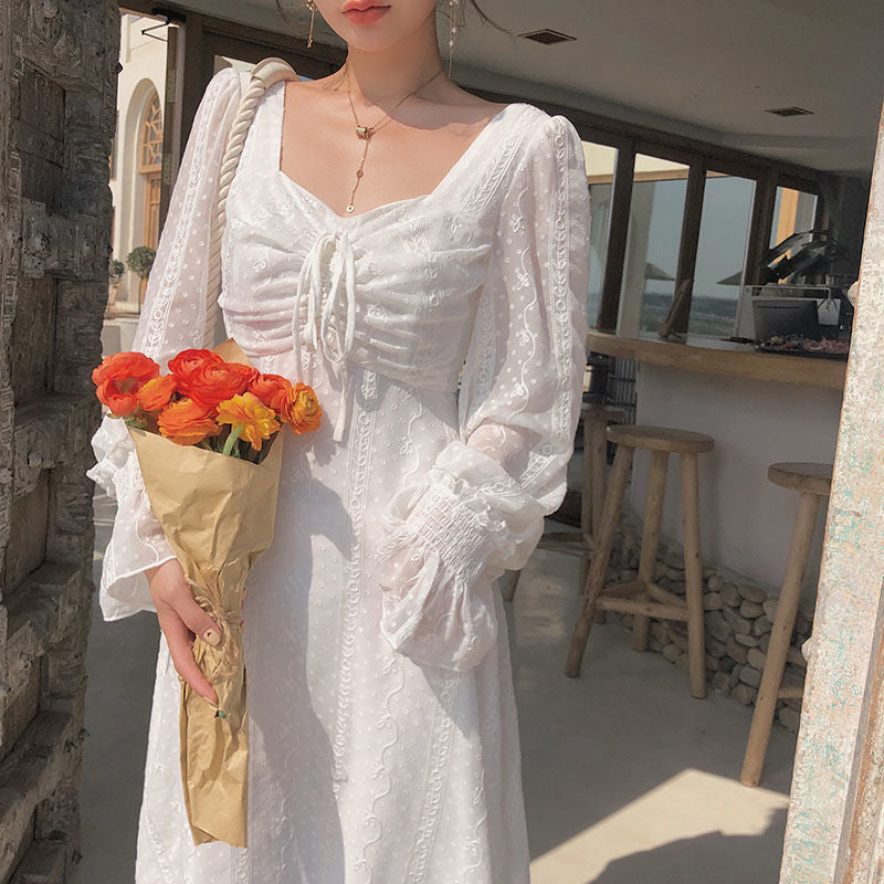 Sixsr Vintage Fairy Dress Women Elegant Designer Chiffon Dress Long Sleeve French Party Midi Dress Casual Women's Clothing Autumn
