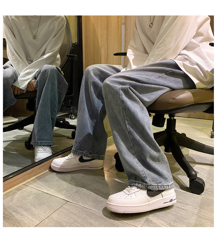 Men's Fashion Loose Jeans Straight 2024 Autumn New Woman Casual Jeans Mans Streetwear Korean Black Hip Hop Jeans Trouser