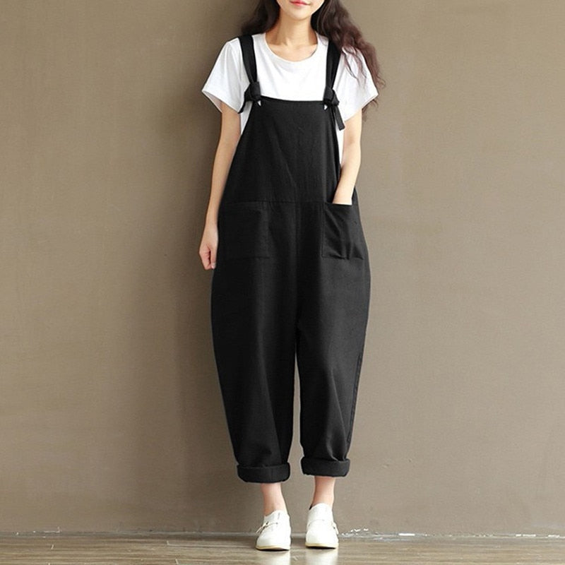 Sixsr Ladies Casual Women Jumpsuits Loose Solid Harem Trousers Casual Ladies Overallpants Playsuits Wide Leg Pants Plus Size 5XL