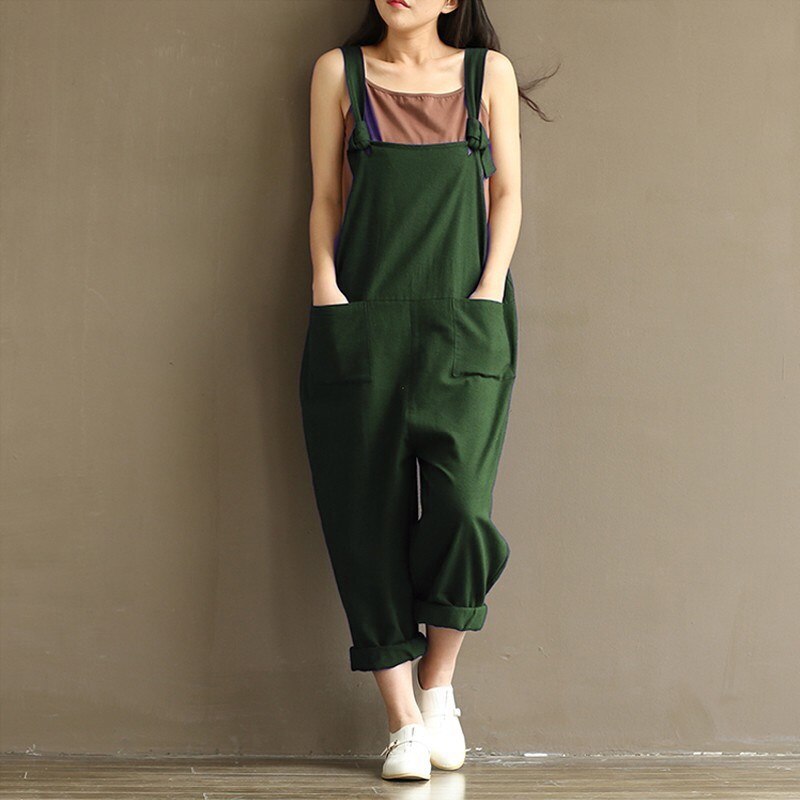 Sixsr Ladies Casual Women Jumpsuits Loose Solid Harem Trousers Casual Ladies Overallpants Playsuits Wide Leg Pants Plus Size 5XL