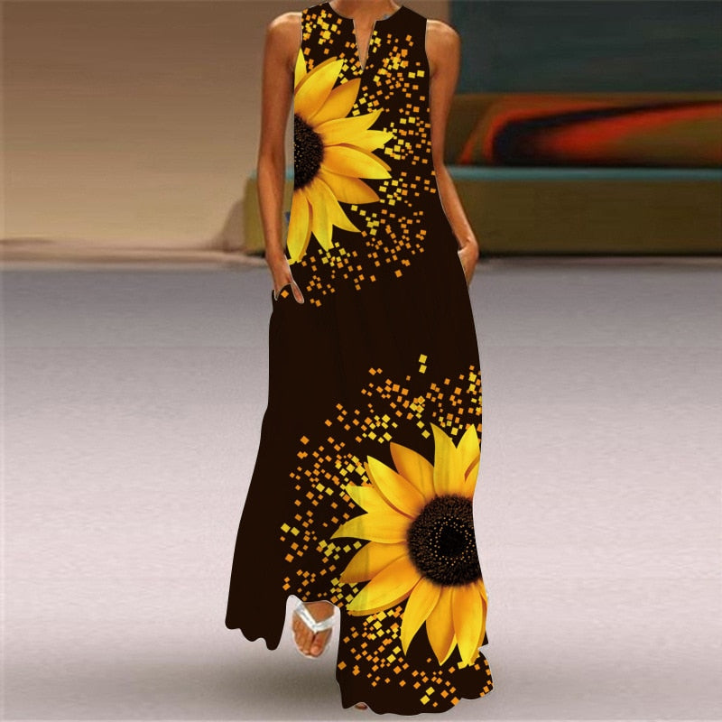 Sixsr Summer Long Dress Elegant Robe Dress Party Sleeveless Dresses Women Casual Sundress Vintage Maxi Dresses For Women