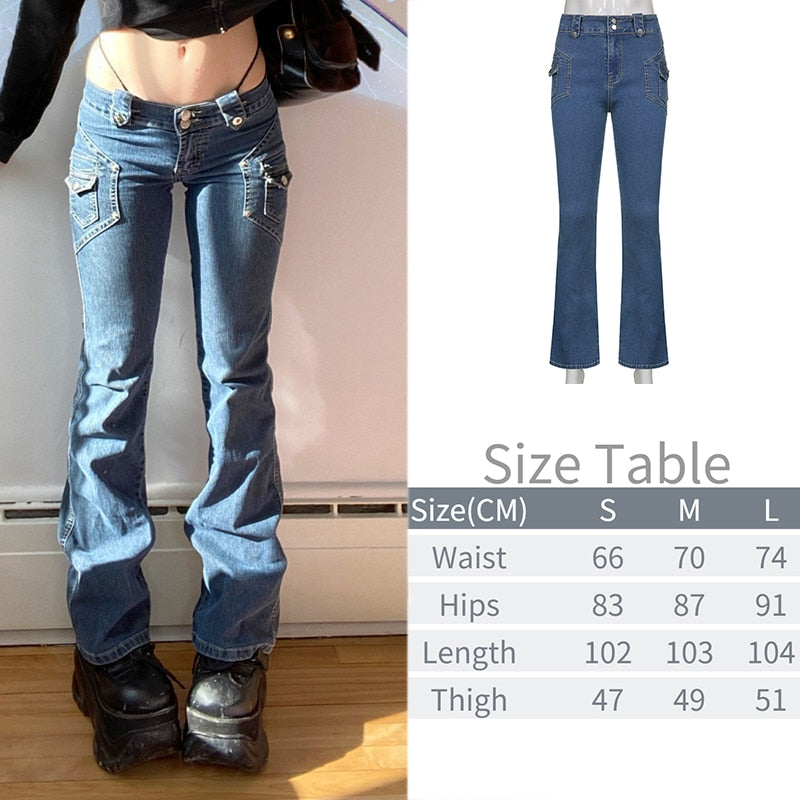 Sixsr New Printed Baggy Y2K Jeans Women's Low Waist jeans Autumn Winter Oversize Wide Leg Baggy Pants Casual Cargo Trousers