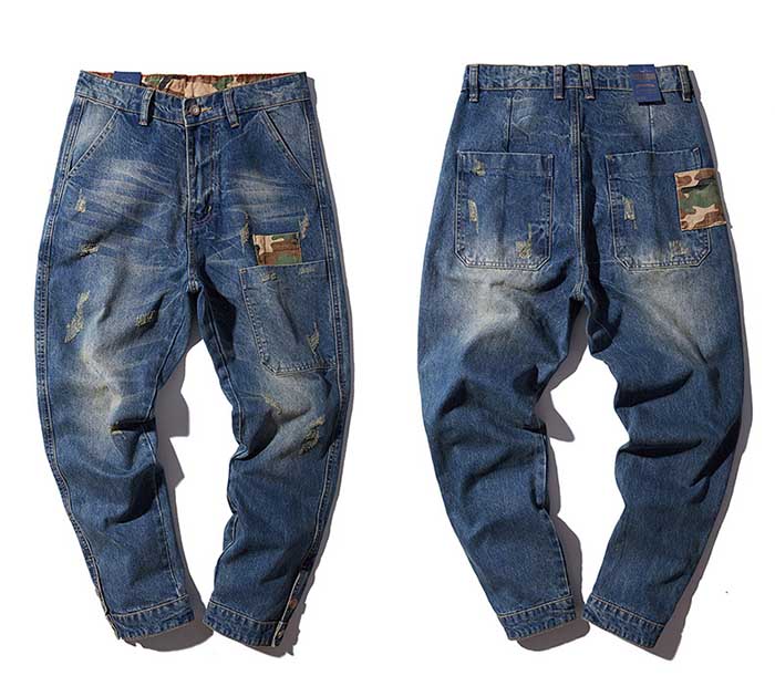 Men Harem Jeans Loose Baggy Casual Joggers Plus Size Hip Hop Denim Pants Camouflage Patchwork Streetwear Trousers Man Clothing