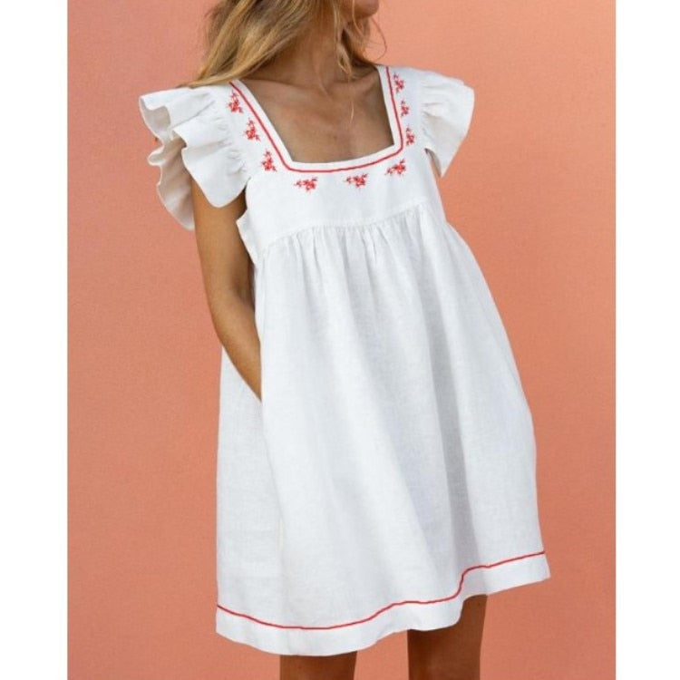 Women Autumn Spring Vintage Mini Cupcake Dress V Neck Long Lantern Sleeve Back With Ruffles Korean Style Elegant Red Dress