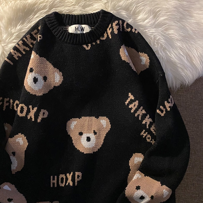 Sixsr Winter Women Fashion 3 Colors Oversized Teddy Bear Knitted Sweater Vintage O Neck Long Sleeve Female Causal Pullovers Chic Tops