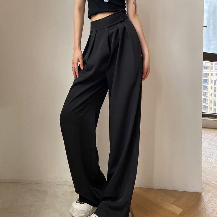 Sixsr Brown Wide Leg Women's Classic Suit Pants Vintage Palazzo Office Elegant Casual Balck Trousers Female High Wasit Pants