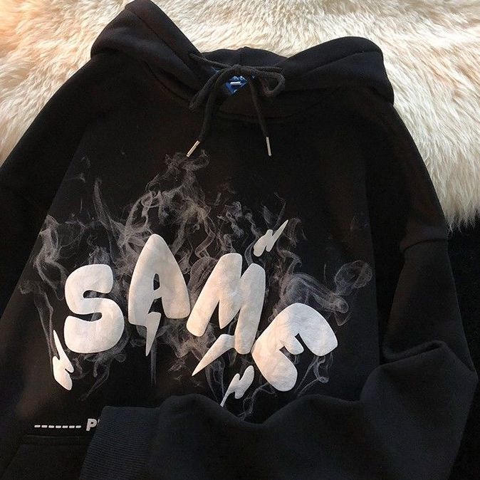 Sixsr Retro little horns design sense oversize hooded sweater women fall/winter new loose lazy style student couple top clothes