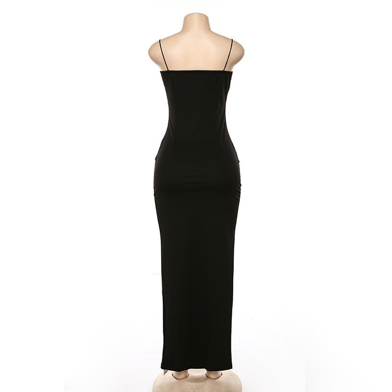 sixsr Fashion Trends Backless Sexy Strap Split Summer Dress Women Elastic Long Dresses Sleeveless Camisole Clubwear Evening Party Dress Women's Robe