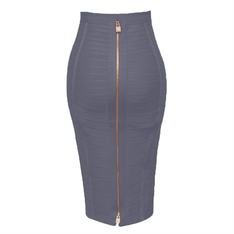 sixsr 16 Colors XL XXL Sexy Solid Zipper Orange Blue Black Red White Pink Bandage Skirt Women Elastic Bodycon Summer Pencil Skirt 58cm