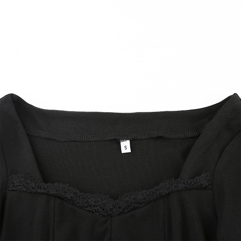 Sixsr Women Winter Dress Women New Arrivals Sexy Long Sleeve Lace Split Black White Solid Party Dresses Vestidos