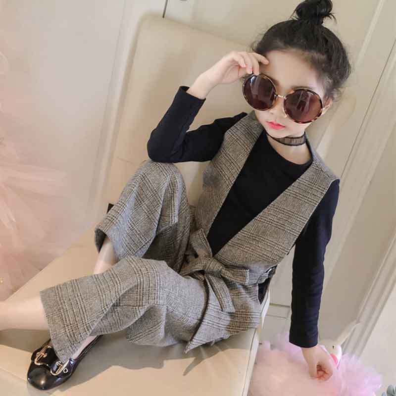 sixsr Teenage Girls Clothing Set 12 13 14 Years Spring Plaid Vest T-shirts Pants 3pcs Suit for Girls Clothes Fashion Kids Costume