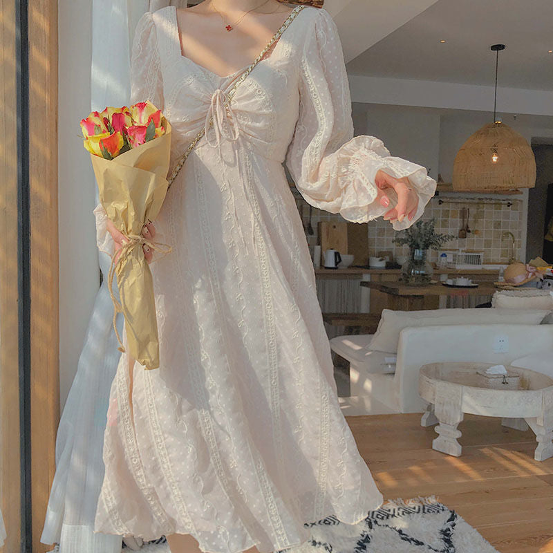 Sixsr Vintage Fairy Dress Women Elegant Designer Chiffon Dress Long Sleeve French Party Midi Dress Casual Women's Clothing Autumn