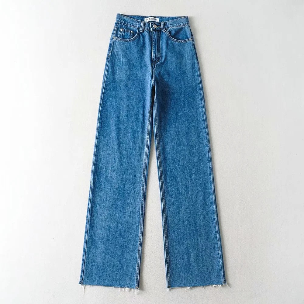 Sixsr Casual Fashion Straight Leg Women's Jeans Denim Bottom Harajuku Boyfriend Long High Waist Baggy Jeans Fall Pants