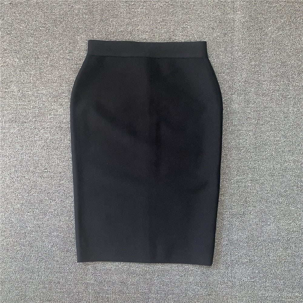 sixsr High Quality Women New Rayon Bandgae Skirt Elegant Pencil Skirt Celebrity Sexy Club Party Wear Vintage Vestios
