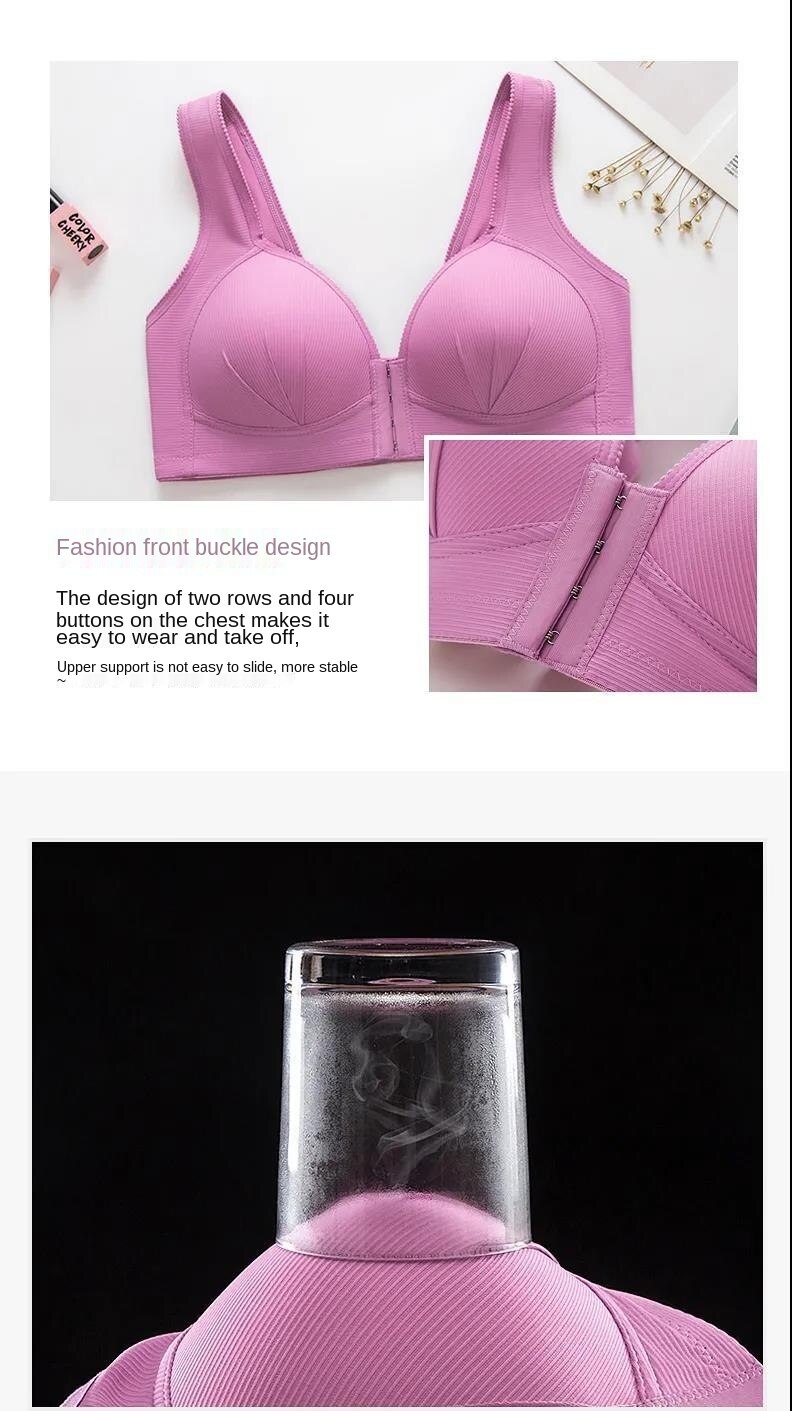 Sixsr Plus Size Sexy Push Up Bra Front Closure Solid Color Brassiere Wireless Bralette Breast Seamless Bras for Women BCD 105