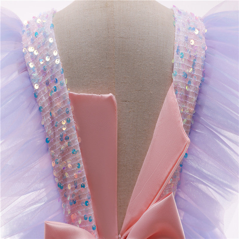 sixsr Girls Ruffles Princess Dress For Kids Wedding Elegant Party Tutu Prom Gown Children Birthday Pageant Communion Formal Vestidos