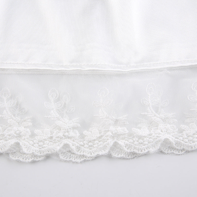 Sixsr Gifts for women fashion outfits Sexy Lace Hot Nightdress High Waist Lace Mesh Drawstring Mini Tank Summer Dress Dresses Women Korean Kawaii