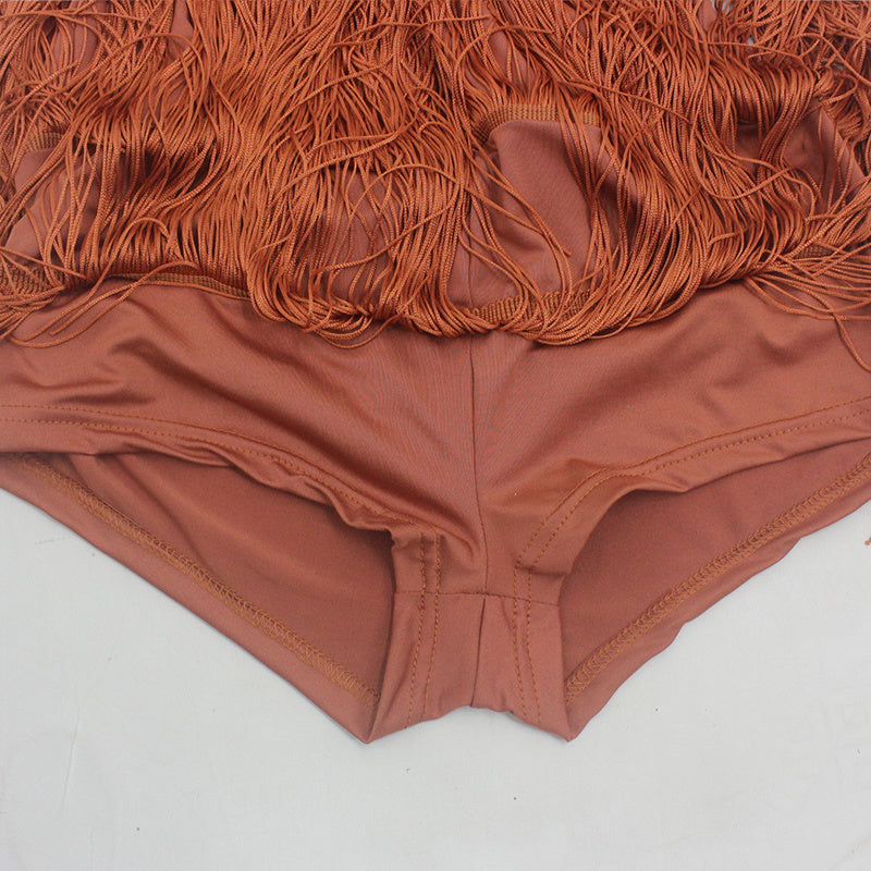 Sixsr Trends Tassel Summer Dresses Female Halter Backless Casual Club Mini Dress Sexy Fringe Bandage Bodycon Party Dress Vestidos