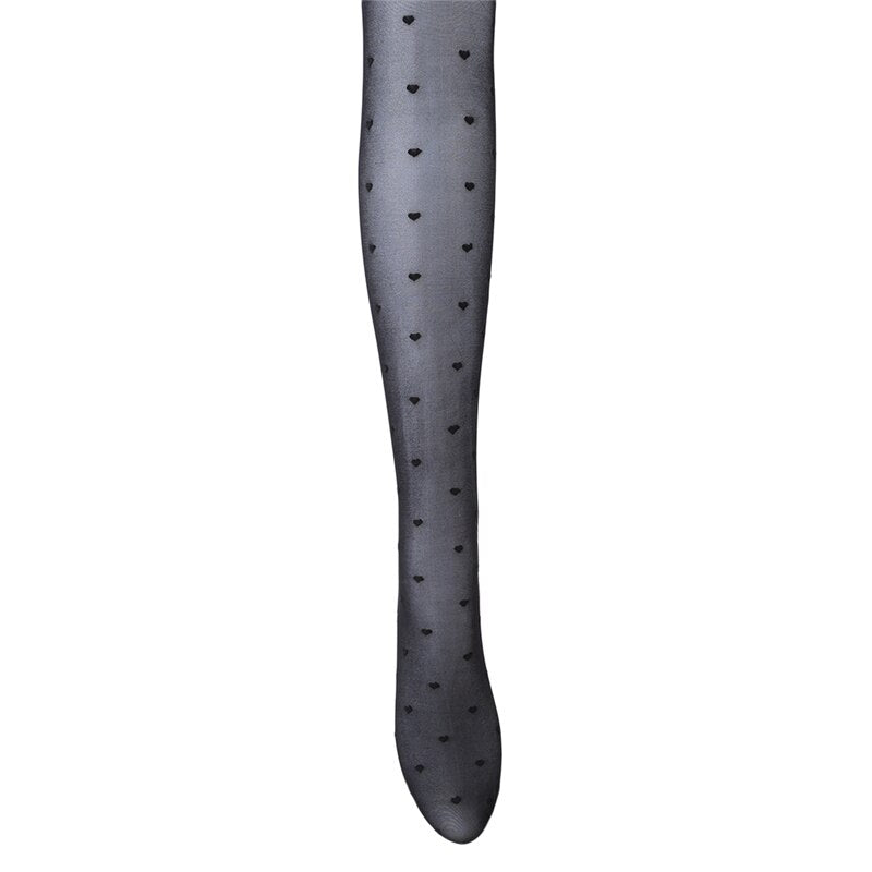 New Women Tights Black Dots Heart Pattern Whole Seamless Sexy Tights Female Ladies Thin Summer Tights Fashion