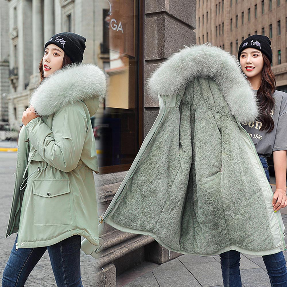 Sixsr New Cotton Thicken Warm Winter Jacket Coat Women Casual Parka Winter Clothes Fur Lining Hooded Parka Mujer Coats Jacket