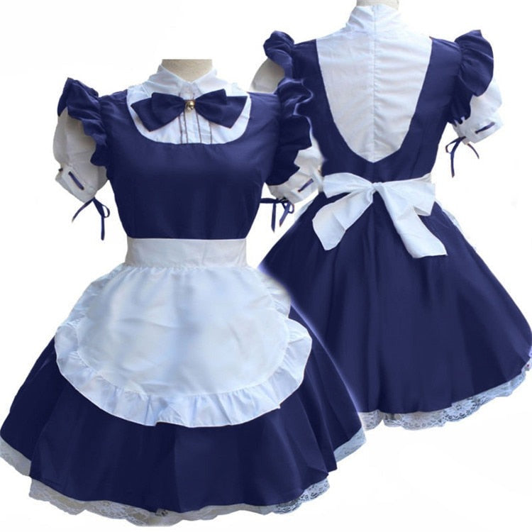 Sixsr Cute Maid Cosplay Costume Lolita Dress Short Sleeves Color Blocked Waitress Pinafore Outfit Halloween Outfit For Girls Plus Size
