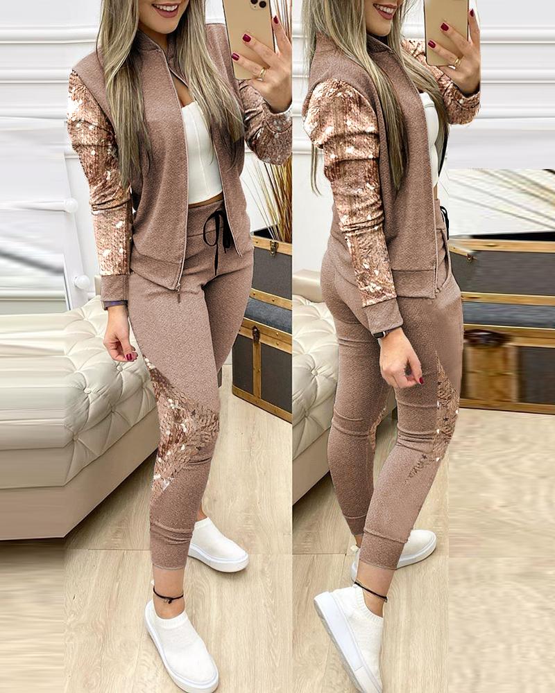 sixsr Fashion Tracksuit 2 Piece Set Autumn Winter Zipper Jacket + Long Pants Sports Suit Female Sweatshirt Sportswear Suit For Woman