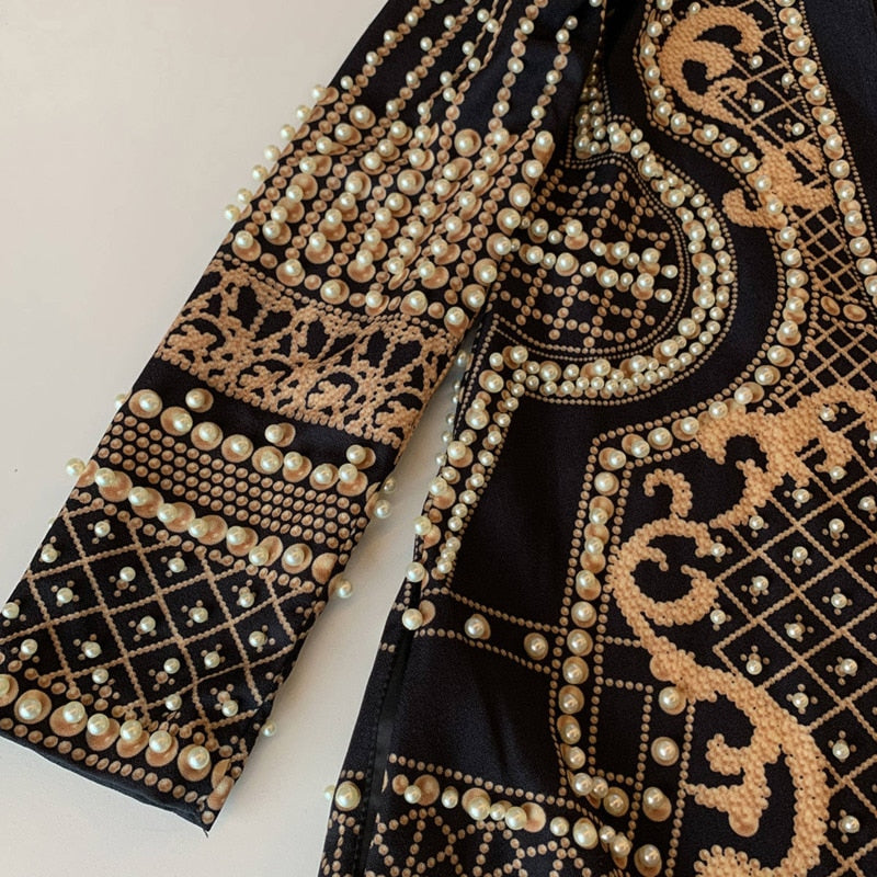 sixsr new Beaded Geometric Autumn Winter Long Sleeves V-Neck Vintage Ladies Outwear vintage fashion Overcoats