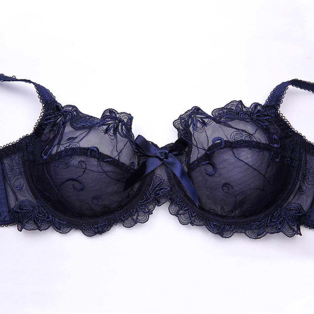 sixsr  Hot 2pcs Women Sexy Ultra-Thin  Breathable Floral Lingerie  Sets Bras+Thongs