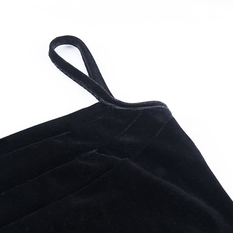sixsr Womens Fashion Black Velvet Spaghetti Strap Dress Front Ruched Mini Skinny Sleeveless Off Shoulder Women Fashion Elegant Party Dress