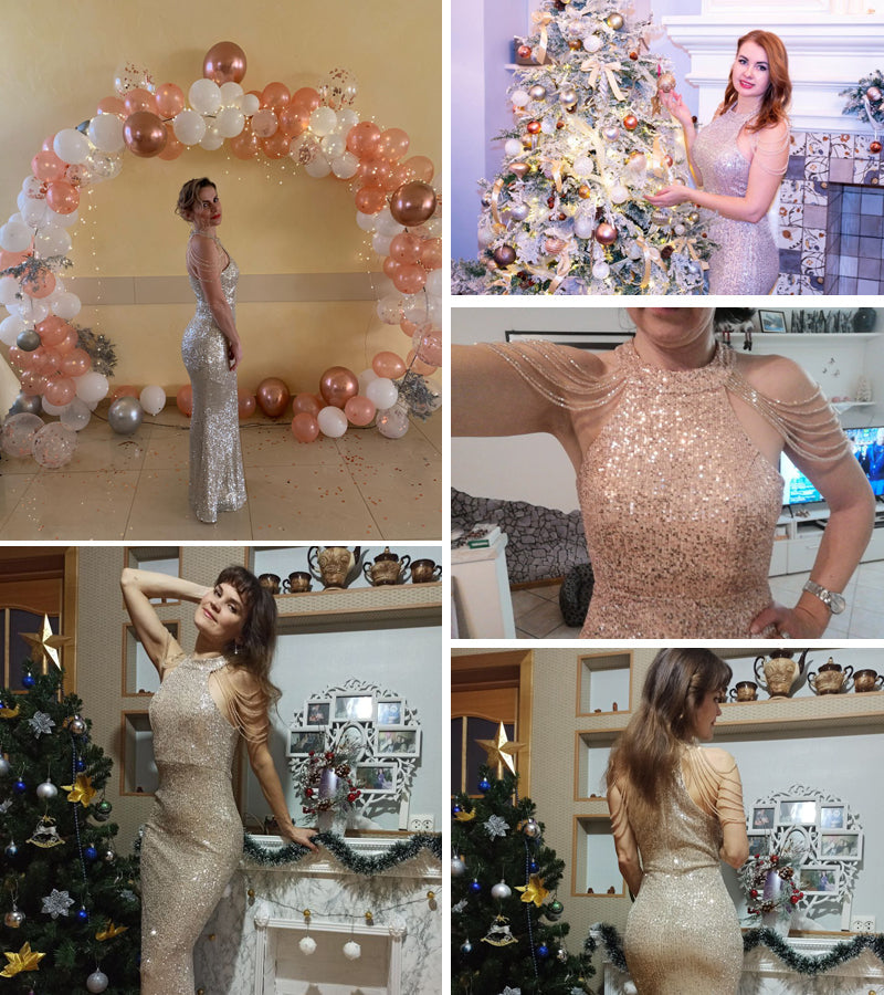 sixsr Trends high quality Elegant Off Shoulder Beaded Sequin Evening Dress Women Sliver Party Bodycon Maxi Dress