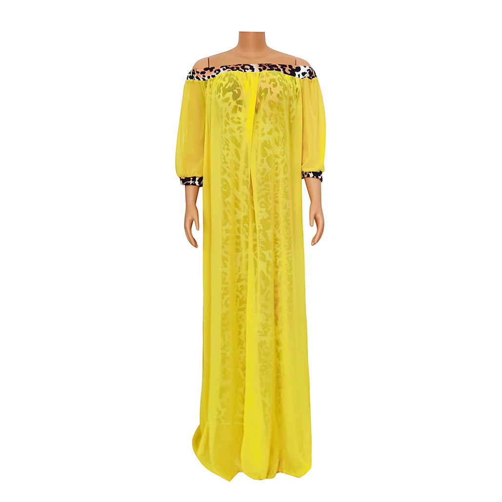 Sixsr Leopard Loose Bodycon Fashion outdoor WomenMaxi Dress Leisure Patchwork Strapless Sexy Ethnic Style African vestidos