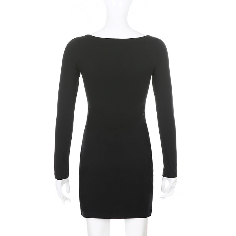 Sixsr Women Winter Dress Women New Arrivals Sexy Long Sleeve Lace Split Black White Solid Party Dresses Vestidos