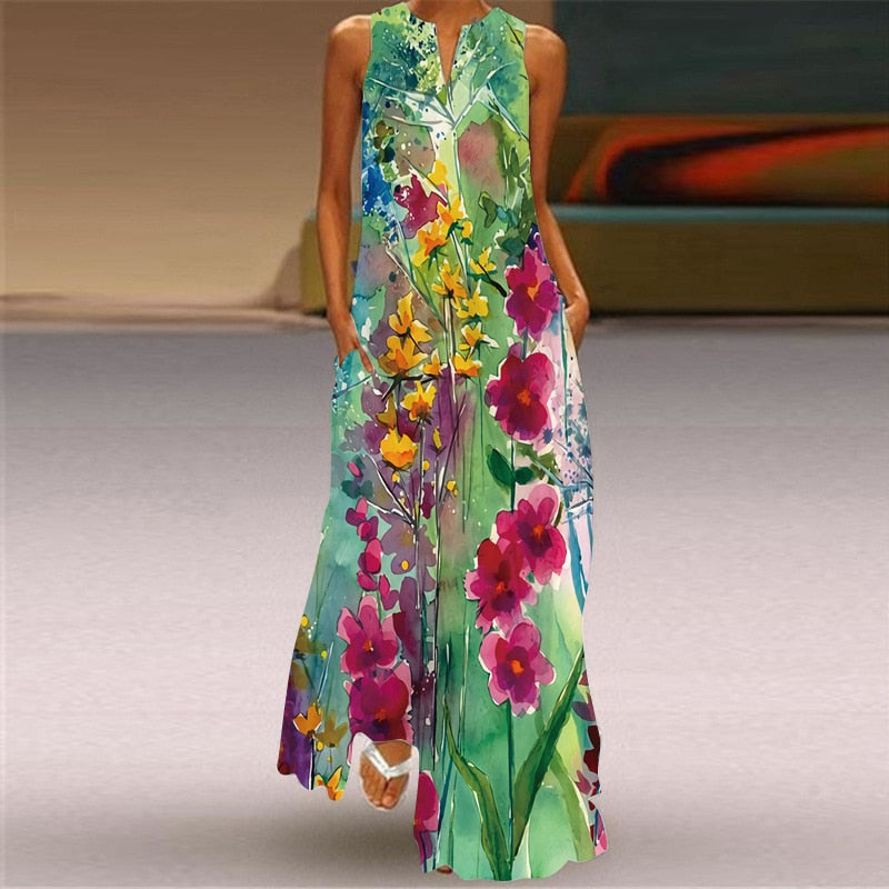 Sixsr Summer Long Dress Elegant Robe Dress Party Sleeveless Dresses Women Casual Sundress Vintage Maxi Dresses For Women