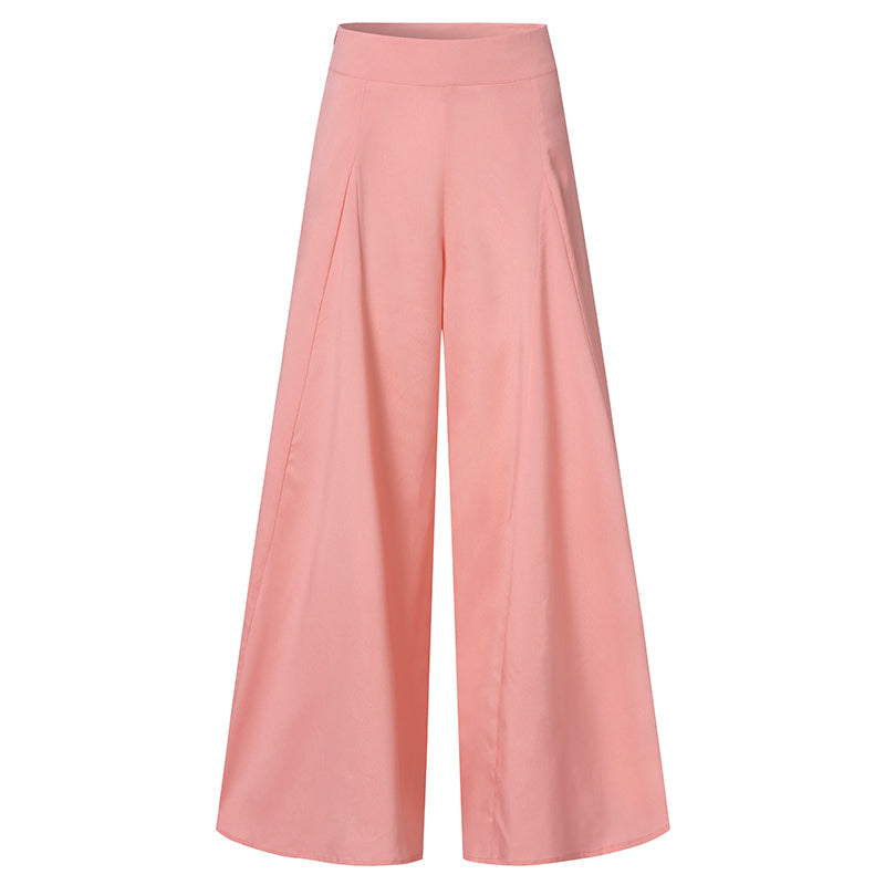 Sixsr Women Elegant High Waist Wide Leg Pants Spring Vintage Flare Trousers Casual Solid Zipper Pantalon Female Palazzo