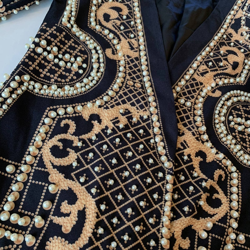 sixsr new Beaded Geometric Autumn Winter Long Sleeves V-Neck Vintage Ladies Outwear vintage fashion Overcoats