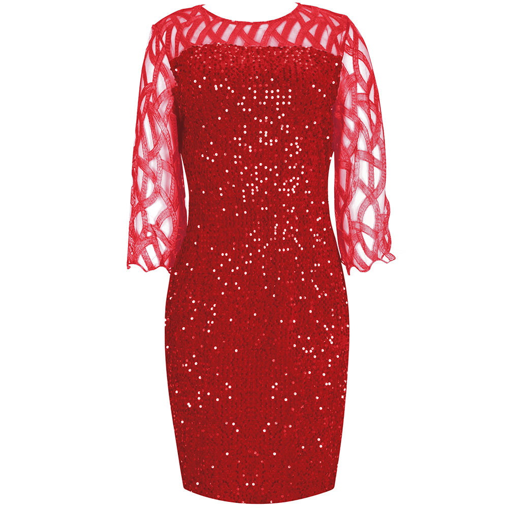 sixsr Party Dresses Plus Size Women's Summer Dress for Women Elegant Sequin Green Bodycon Dress Evening Wedding Outfits 4XL 5XL