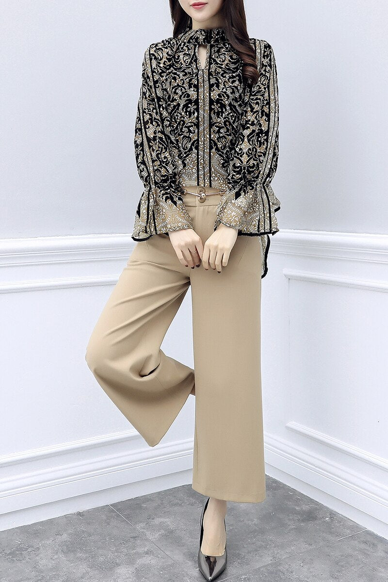 sixsr Fashion Trends Chiffon Pantsuits Women Wide Leg Pant Suits For Mother of the Bride Outfit Formal Wedding Office Ladies 2 Two Piece Set Clothes