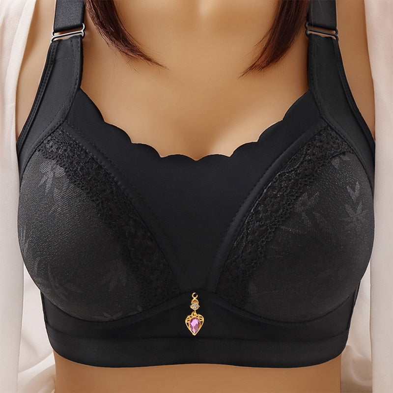 sixsr New Women's Fashion No Steel Ring Large Size Underwear Thin Bra Comfortable Solid Color Gathered High Quality Bra