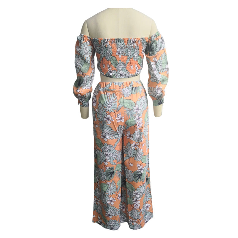 sixsr  Women Fashion Two Piece Sets Print  Suits Summer Beach Streetwear Autumn 2 Piece SetsTops +Elegant Long Pants