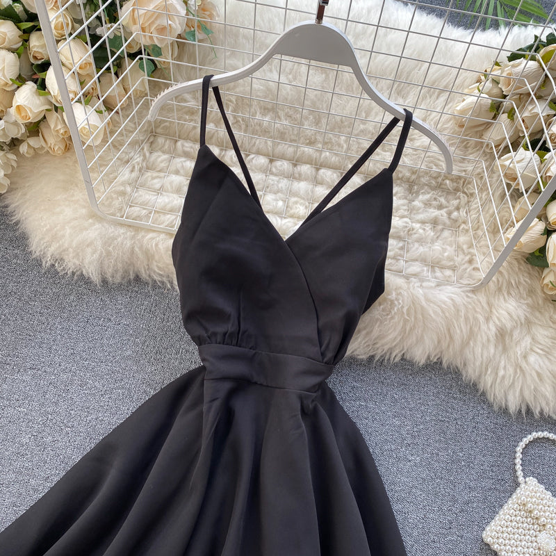 Sixsr Summer Spring Beach Holiday V-Neck Backless Lace Up Ruffles Cakes Solid Elegant Women Lady A-line High Waist Dress