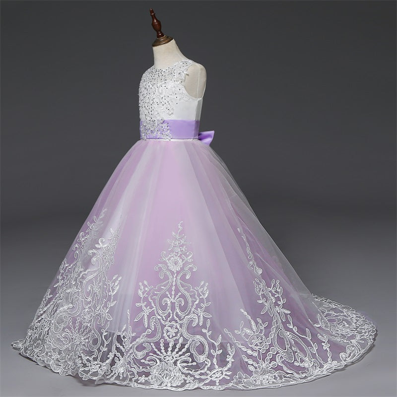 sixsr Red Girl Lace Embroidery Christmas Birthday Party Dress Flower Wedding Gown Formal Kids Dresses For Girls Teen Clothes 6 14 Yrs