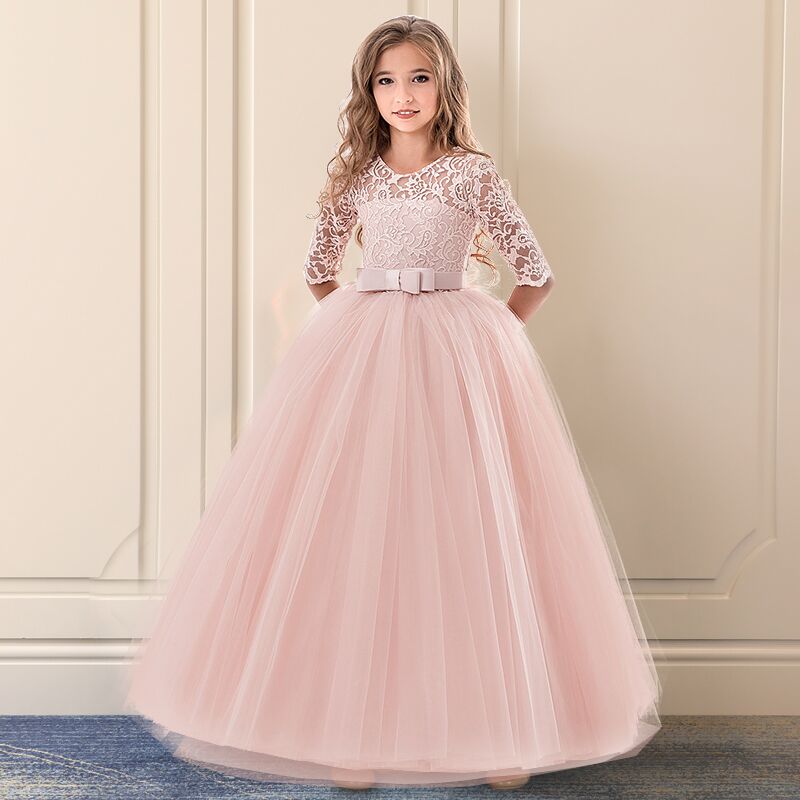sixsr Red Girl Lace Embroidery Christmas Birthday Party Dress Flower Wedding Gown Formal Kids Dresses For Girls Teen Clothes 6 14 Yrs