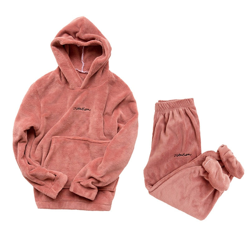 Sixsr Women Winter Pajamas Set Dropshipping Warm Homewear Winter Sleepwear Female Flannel Pajamas Home Pants Warm Home Clothes Suit