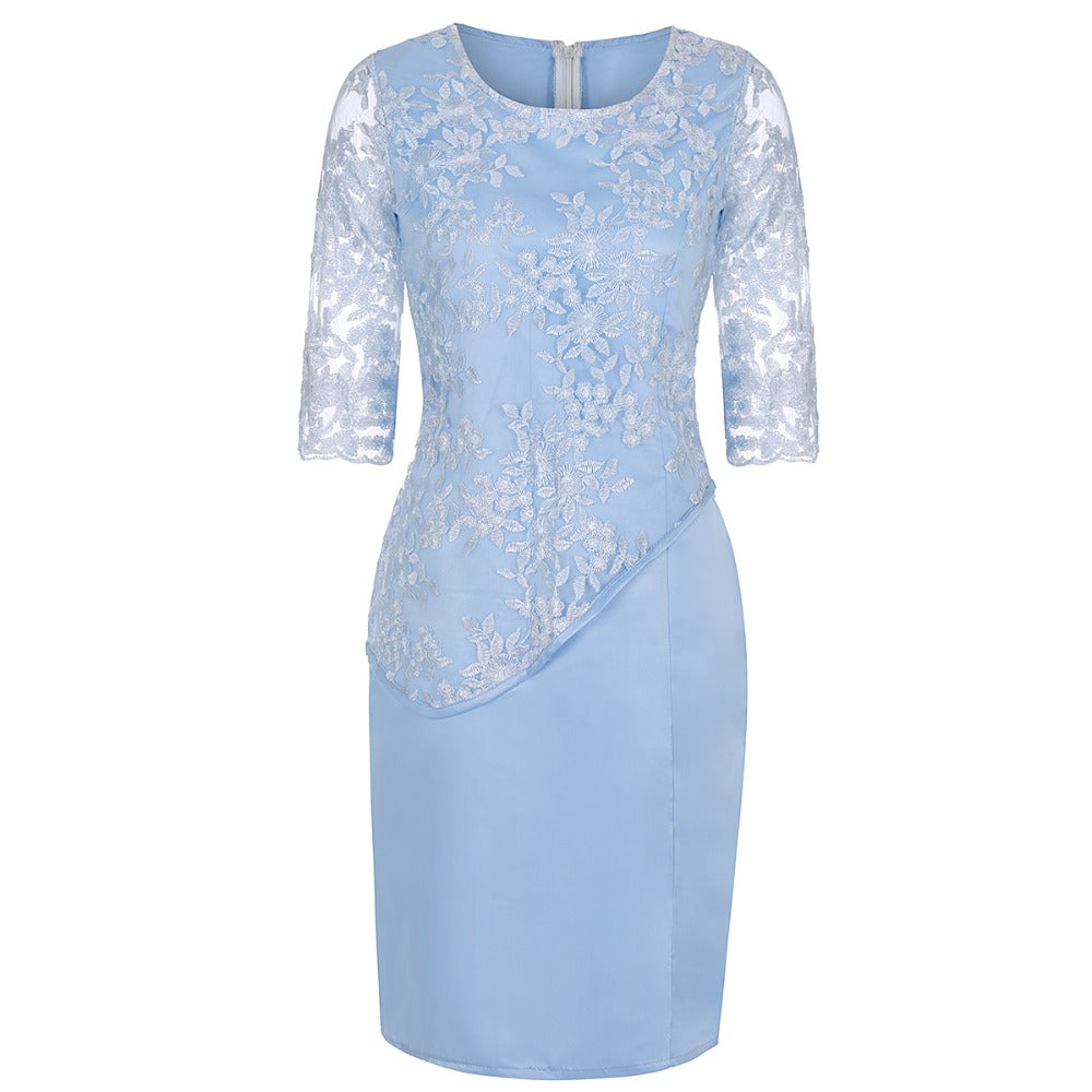 sixsr Fashion Trends Elegant Half Sleeve Lace Evening Dress Plus Size O Neck Short Mother Of The Bride Dresses Red Wedding Guest Party Gowns