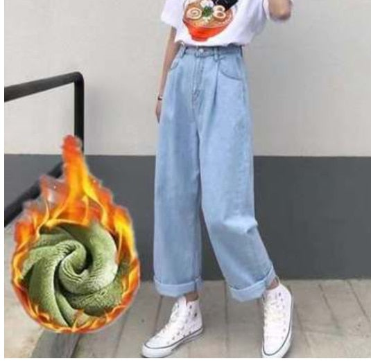 Sixsr  Jeans Women Solid Vintage High Waist Wide Leg Denim Trousers Simple Students All-match Loose Fashion Harajuku Womens Chic Casual